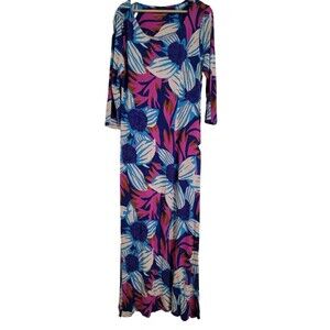 Soft Surroundings Serena Floral jersey soft Maxi Dress Size Large‎ 3/4 Sleeve